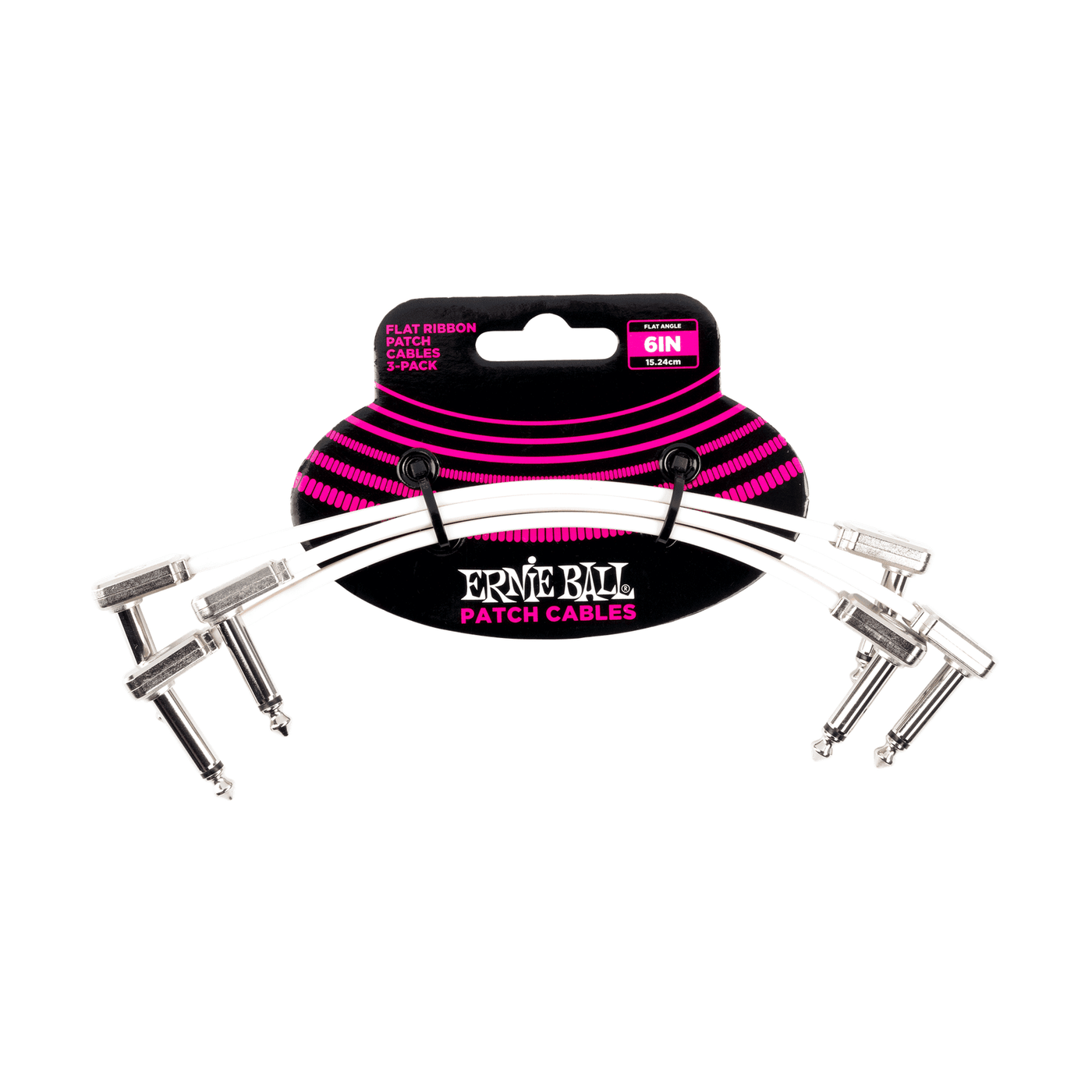 Ernie Ball Angled Patch Cable 3-Pack - White 15cm / 6" 1