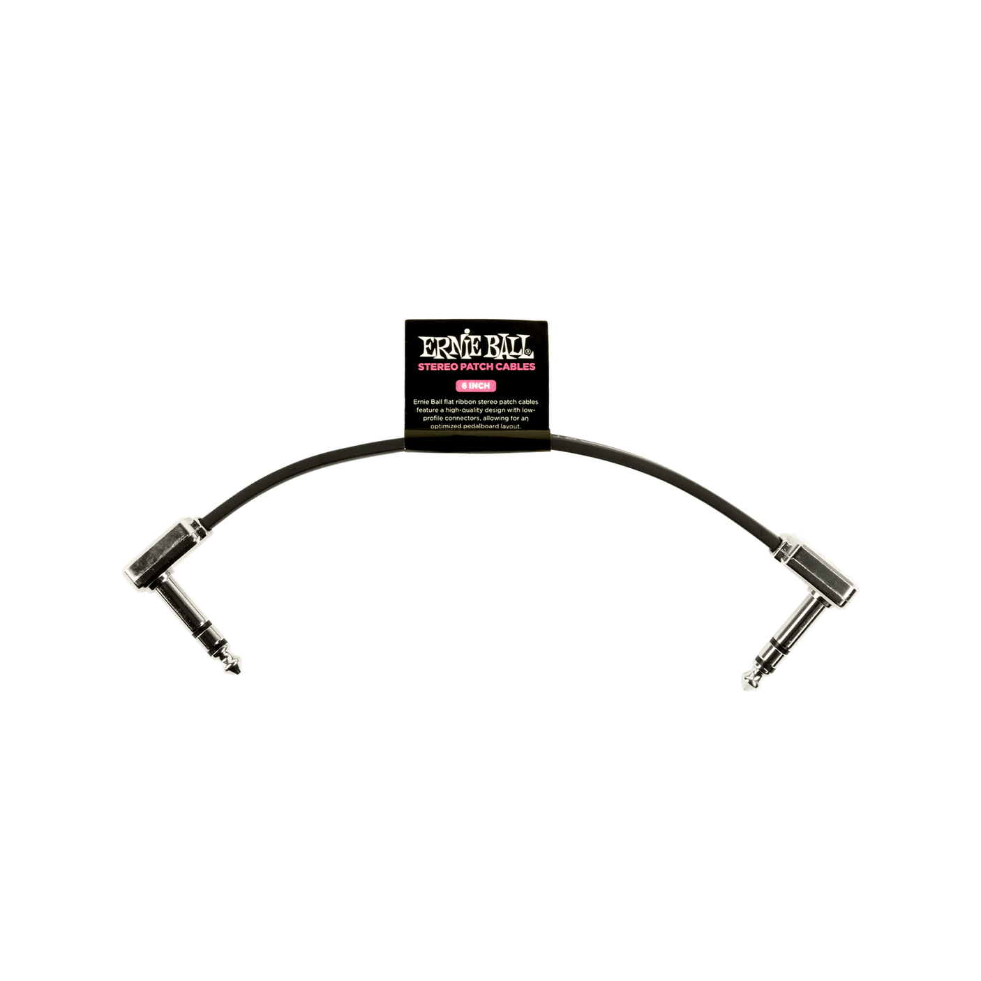 Ernie Ball Single Flat Ribbon Stereo Patch Cable - Black 15cm / 6" 1