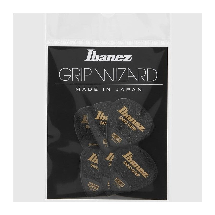 Ibanez PPA16MSG Grip Wizard Sand Grip Picks — Medium 0.80mm, 6-Pack Black 1