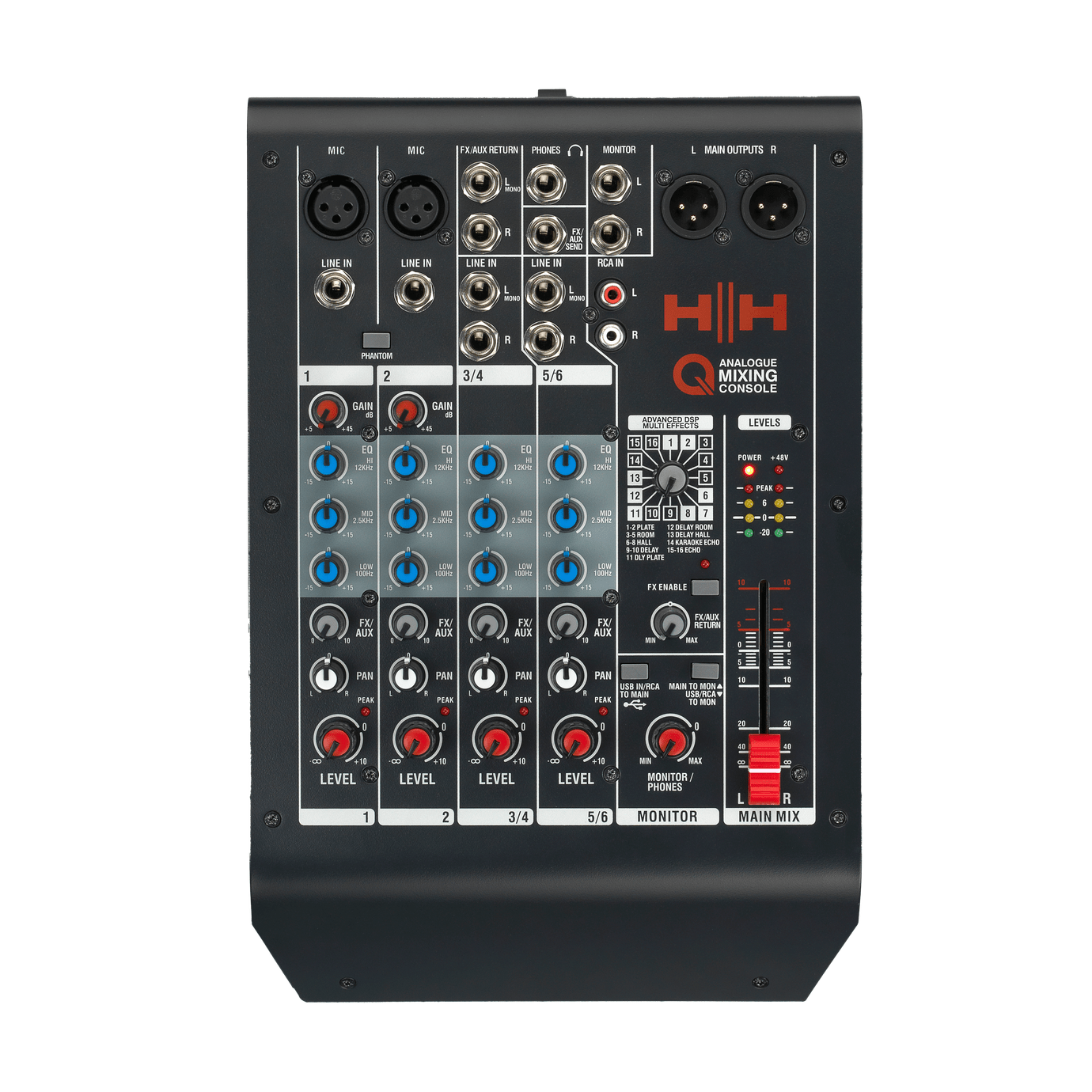 HH Audio Q-Series Q6FX - Professional 6-Channel Analogue Mixer with DSP 1