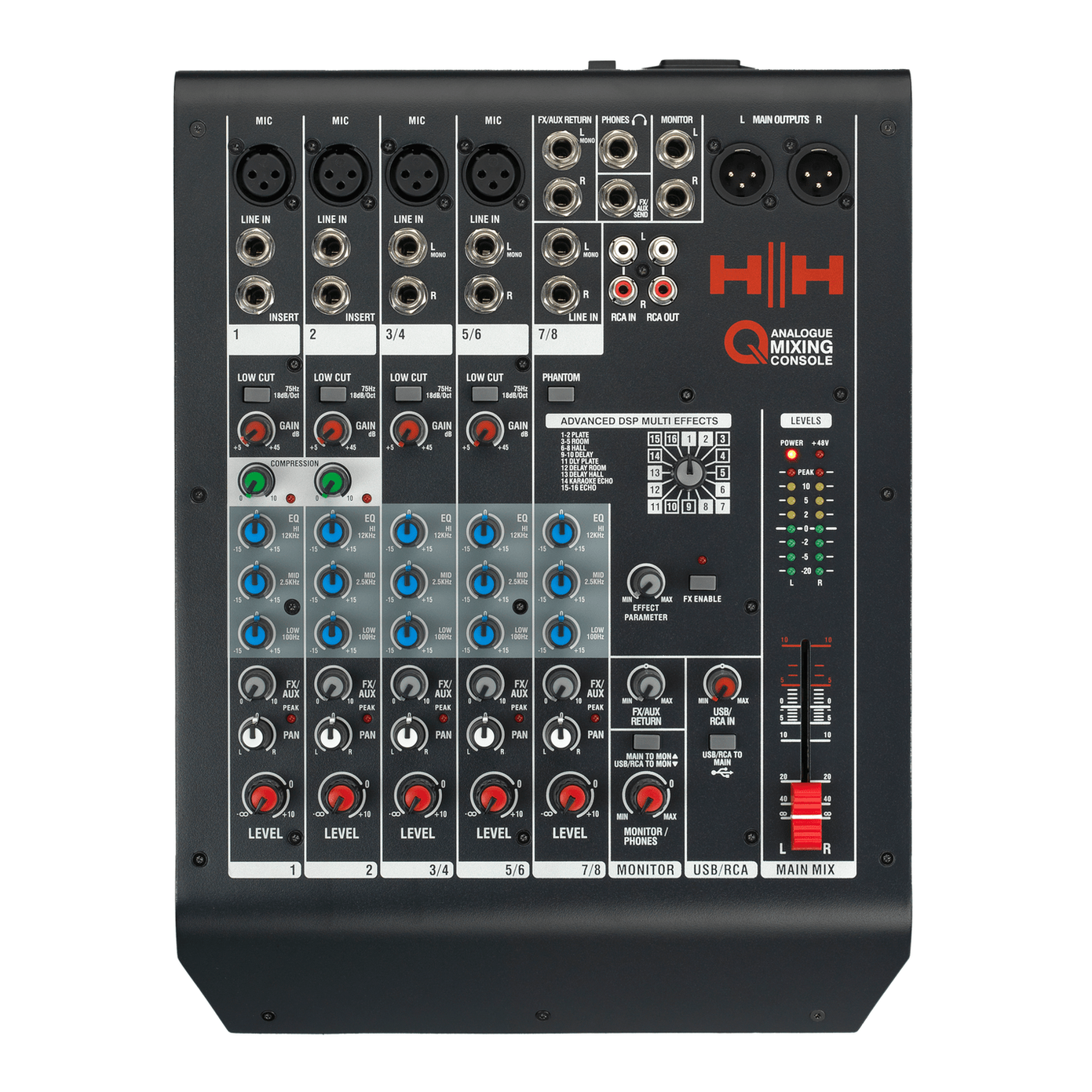 HH Audio Q-Series Q8FX - Professional 8-Channel Analogue Mixer with DSP 1