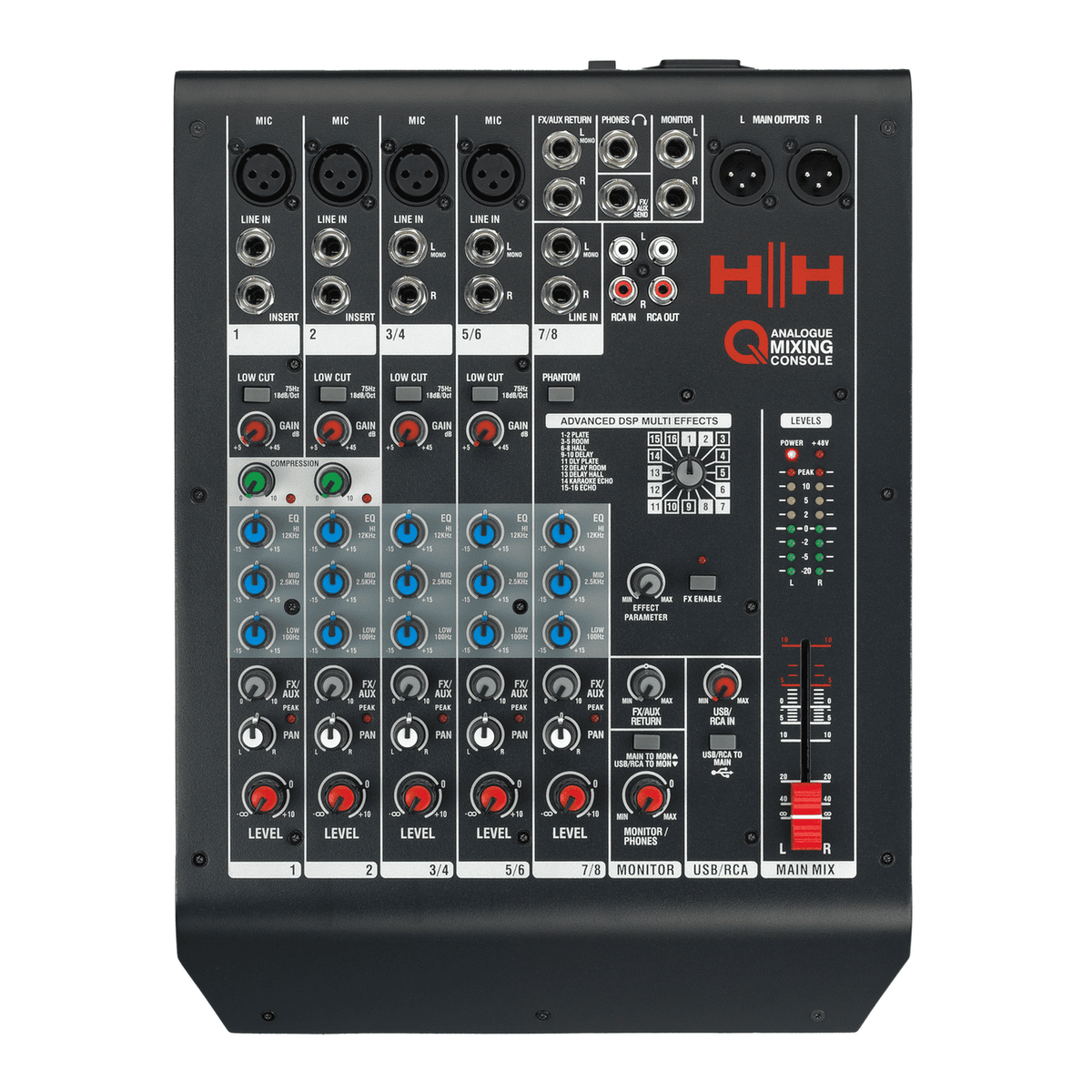 HH Audio Q-Series Q8FX - Professional 8-Channel Analogue Mixer with DSP 1