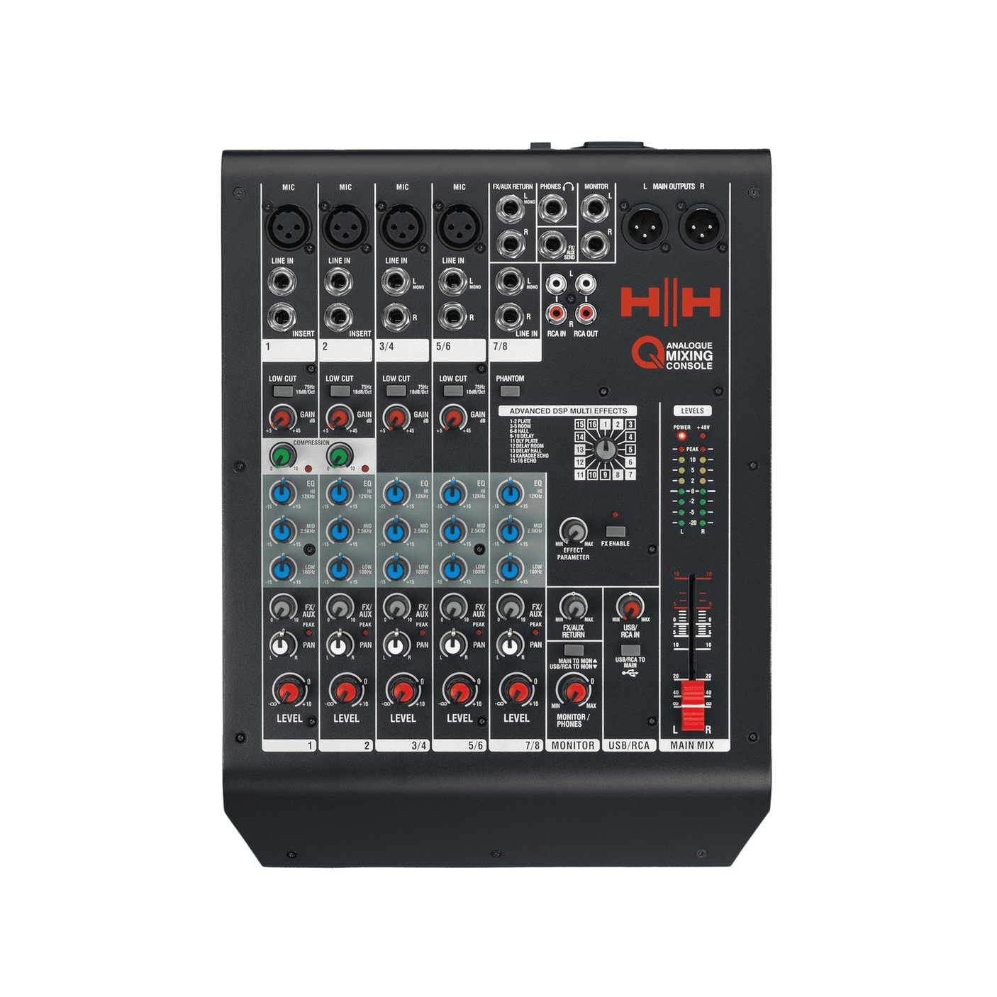 HH TRE-1201 12" Active PA Speakers & Q8FX 8-Channel Mixer Bundle 2