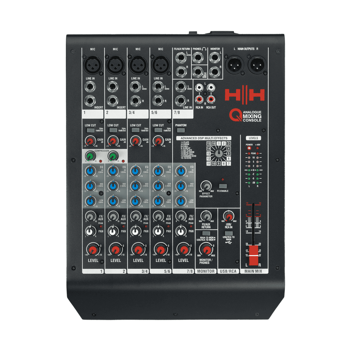 HH TRE-1201 12" Active PA Speakers & Q8FX 8-Channel Mixer Bundle 2