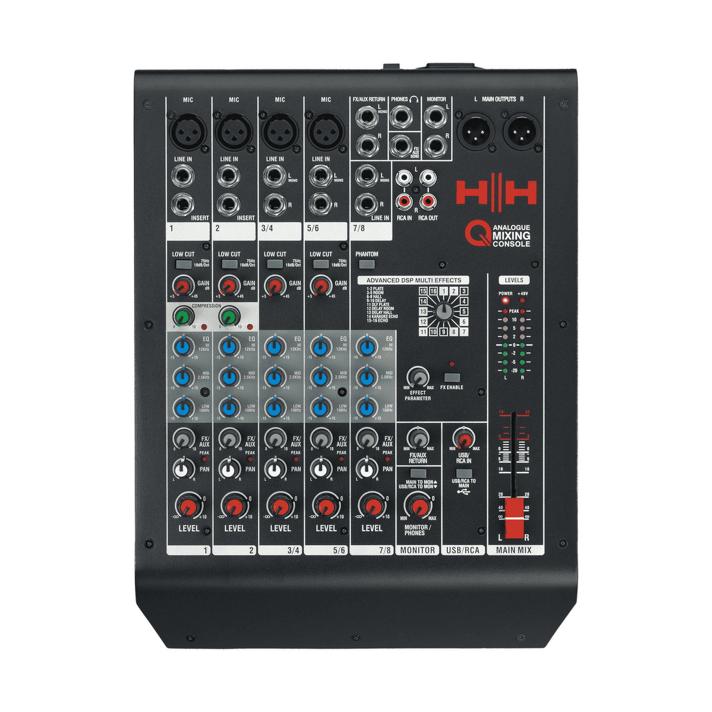 HH TRE-1201 12" Active PA Speakers & Q8FX 8-Channel Mixer Bundle 2