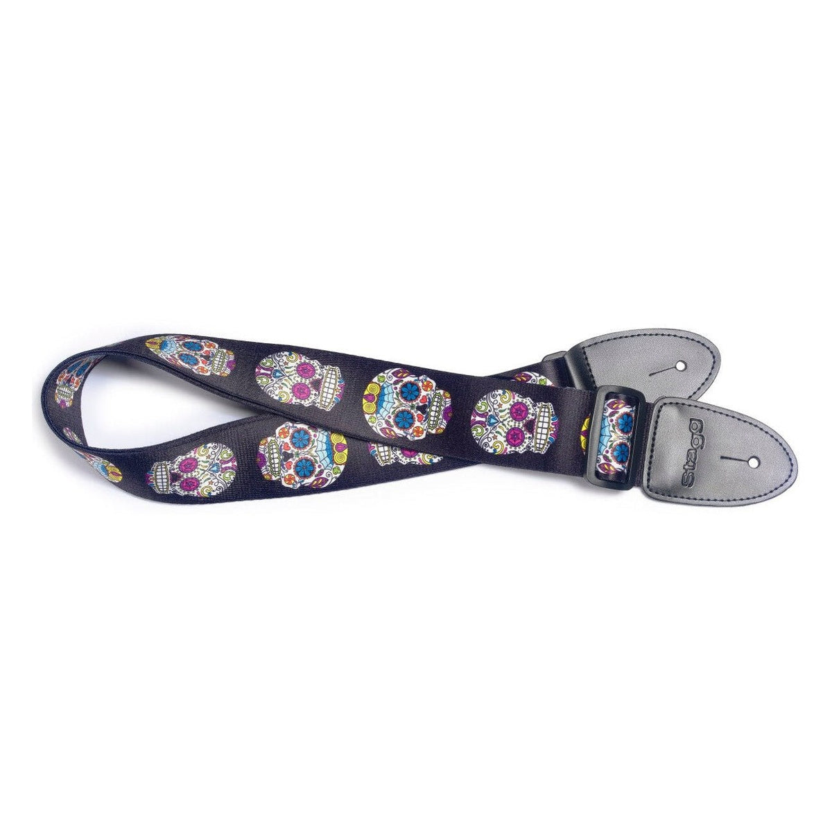 Stagg Terylene Guitar Strap with Mexican Skull Pattern 1