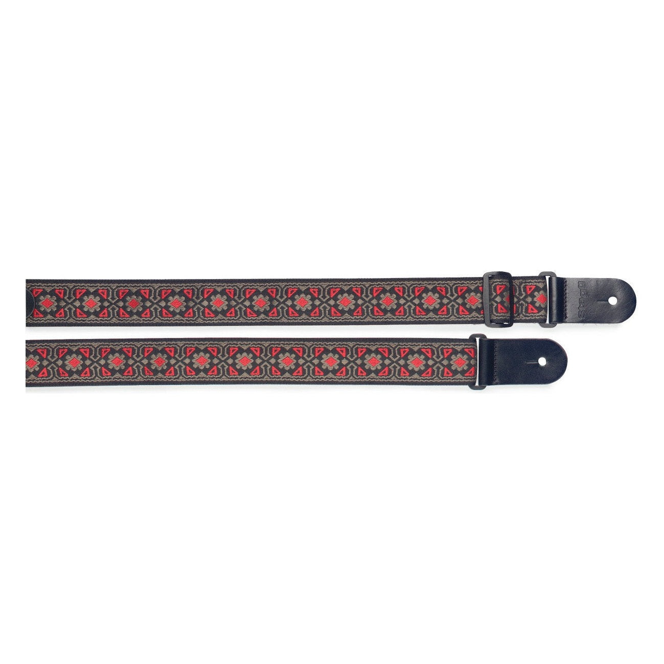 Stagg Woven Guitar Strap - Red Floral 1