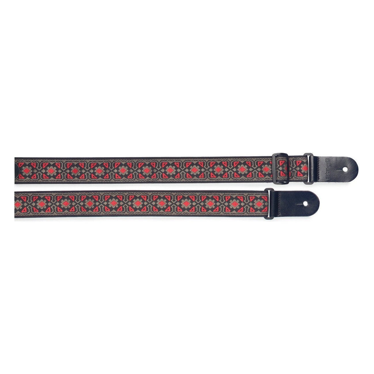Stagg Woven Guitar Strap - Red Floral 1