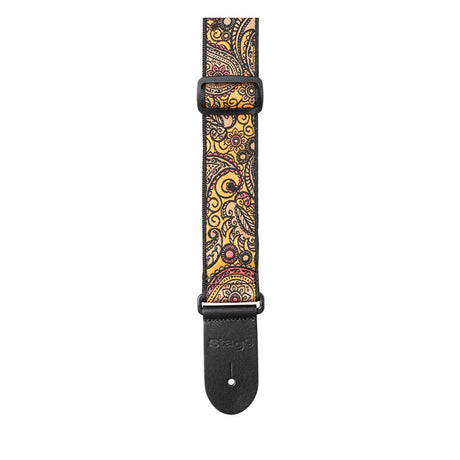 Stagg Woven Guitar Strap - Paisley Orange 2