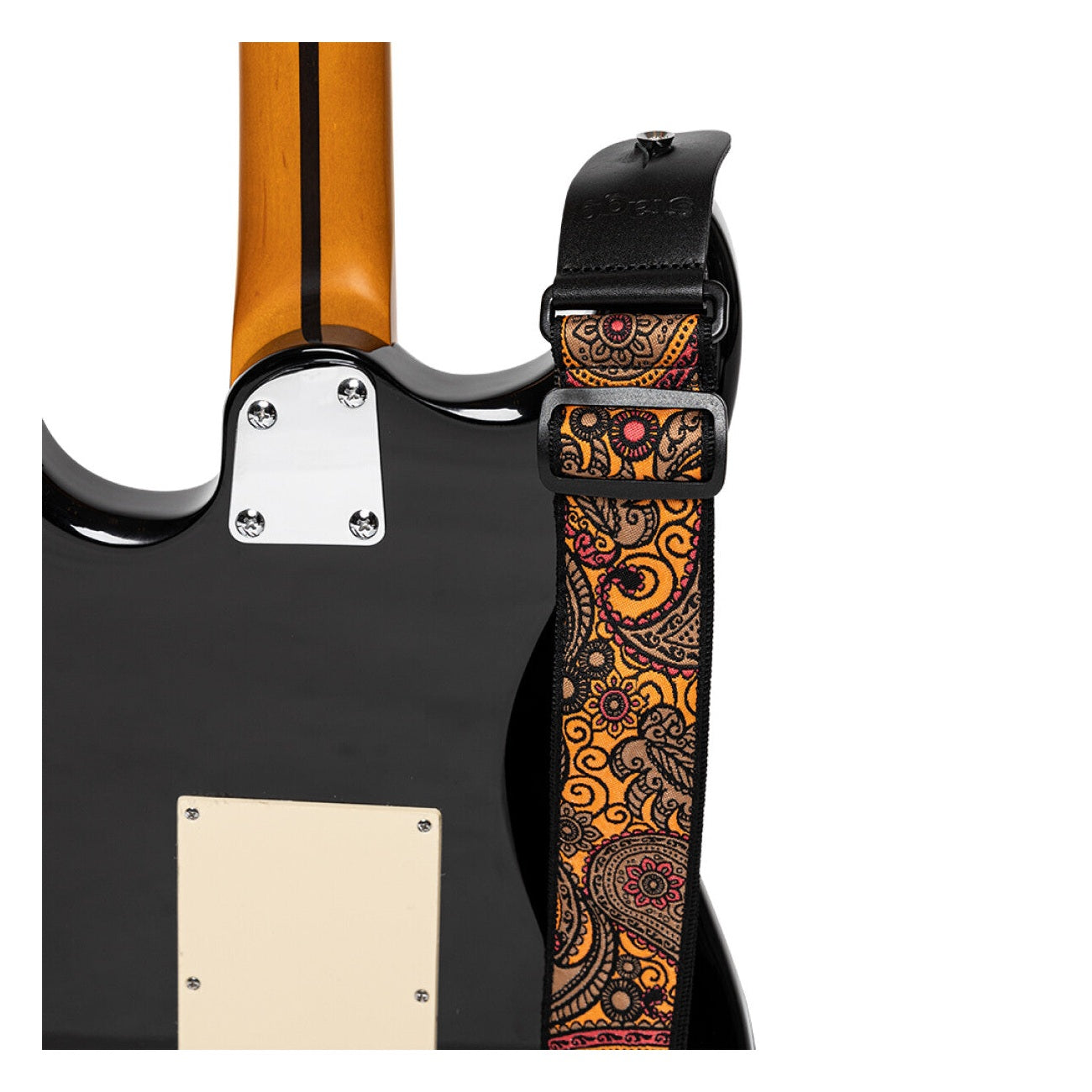 Stagg Woven Guitar Strap - Paisley Orange 3