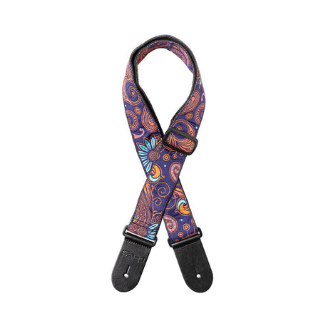 Stagg Woven Guitar Strap - Paisley Orange and Blue 1