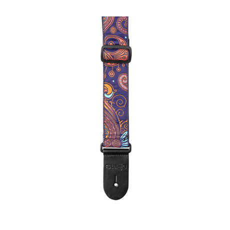 Stagg Woven Guitar Strap - Paisley Orange and Blue 2