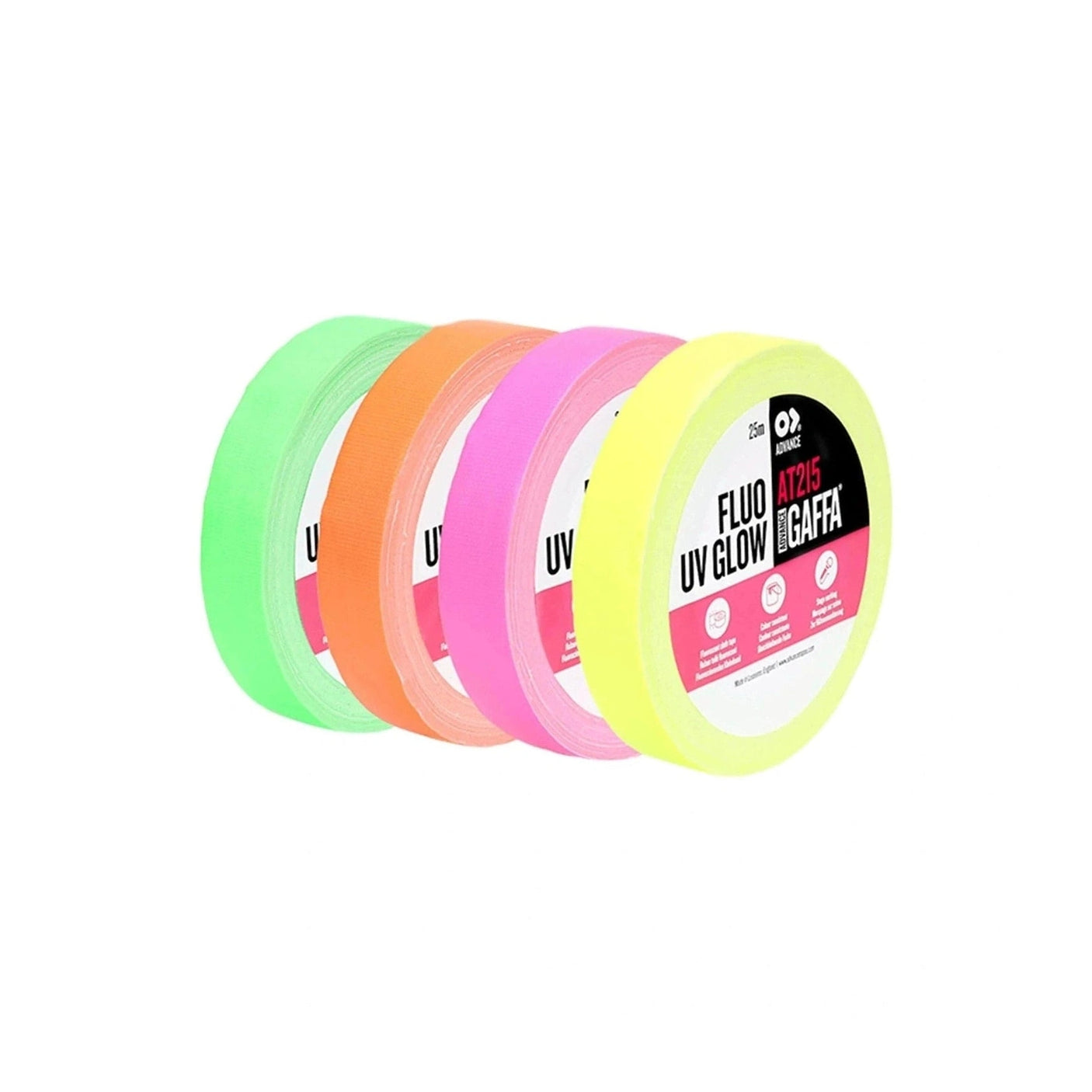 Advance Gaffa AT215 Fluorescent Pink UV Glow Cloth Tape 19mm x 25m 3