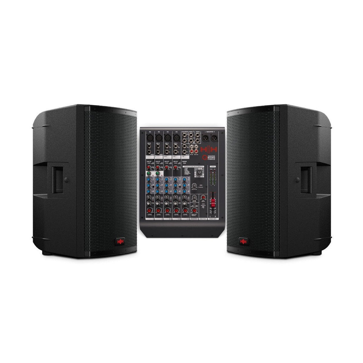 HH TRE-1201 12" Active PA Speakers & Q8FX 8-Channel Mixer Bundle 1
