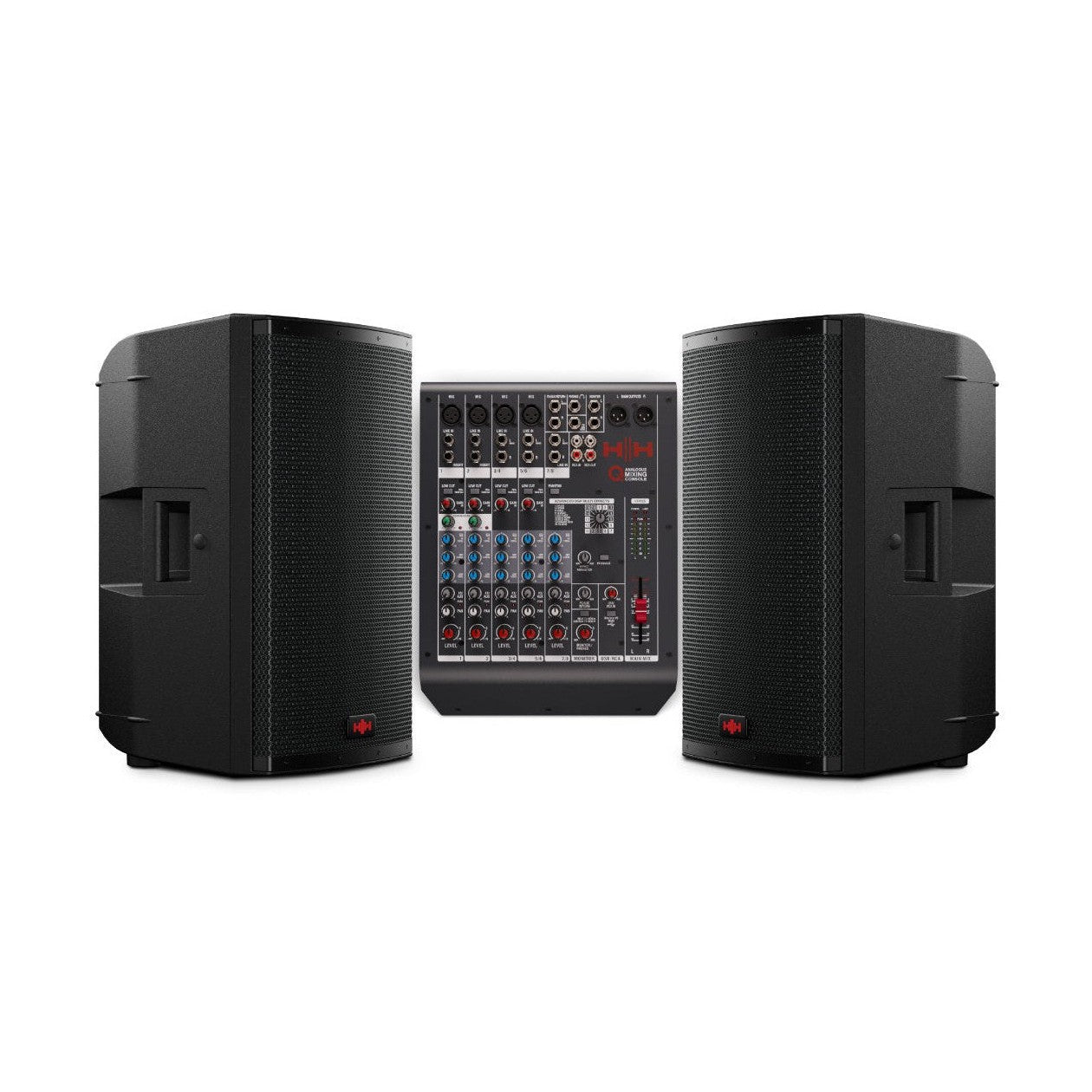 HH TRE-1201 12" Active PA Speakers & Q8FX 8-Channel Mixer Bundle 1