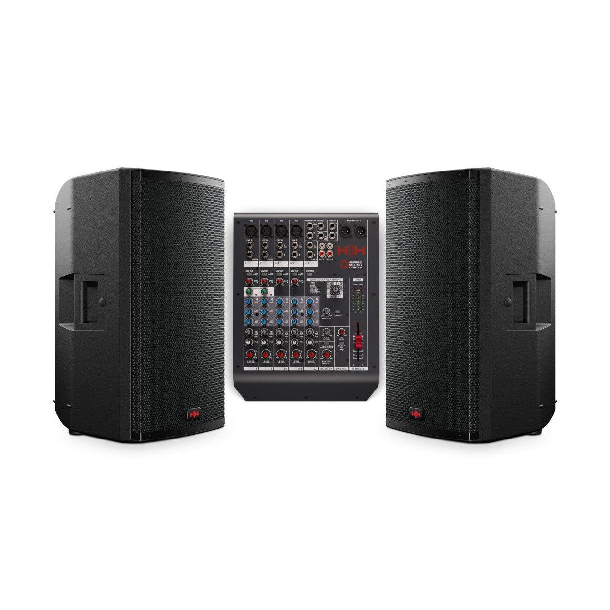 HH TRE-1501 15" Active PA Speakers & Q8FX 8-Channel Mixer Bundle 1