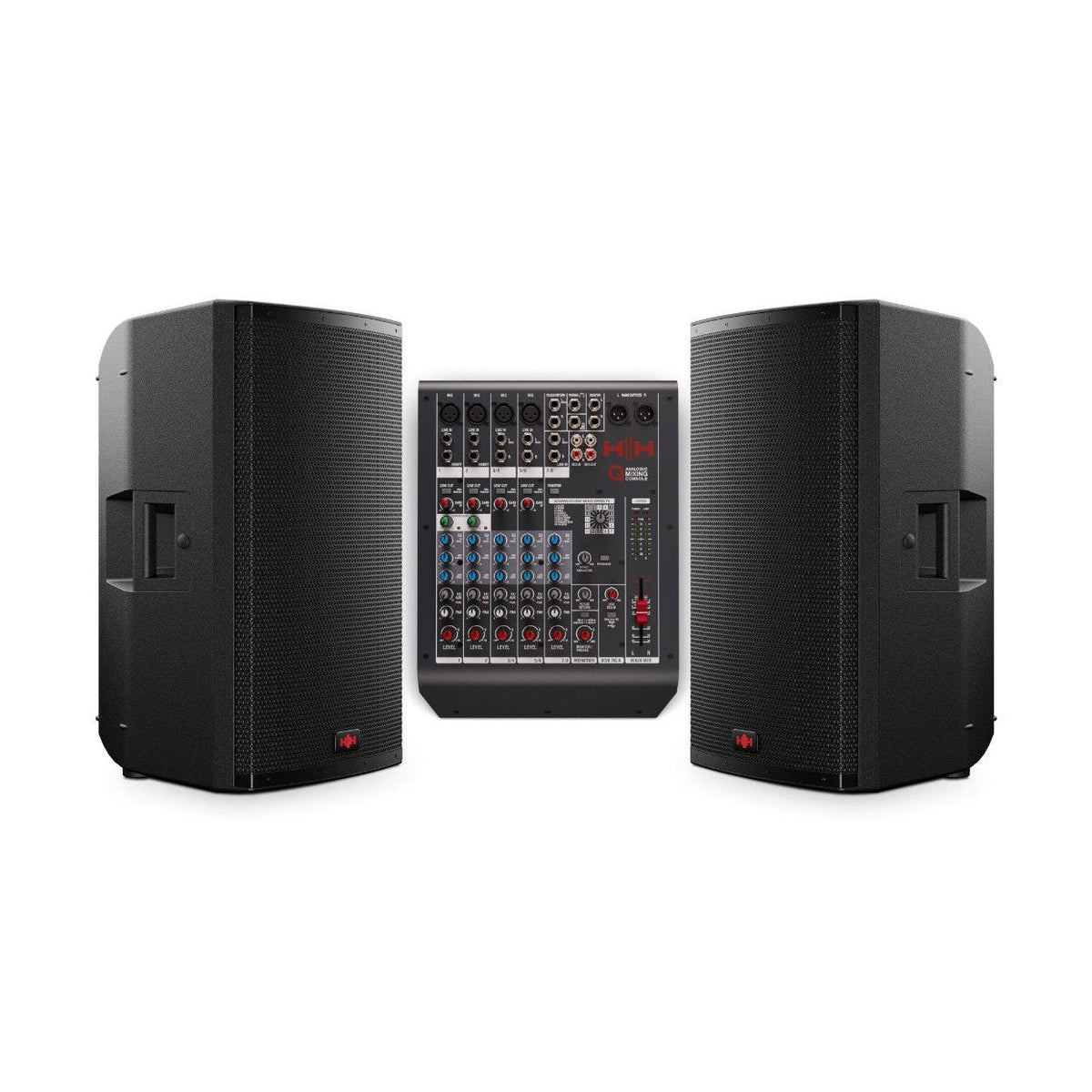 HH TRE-1501 15" Active PA Speakers & Q8FX 8-Channel Mixer Bundle 1