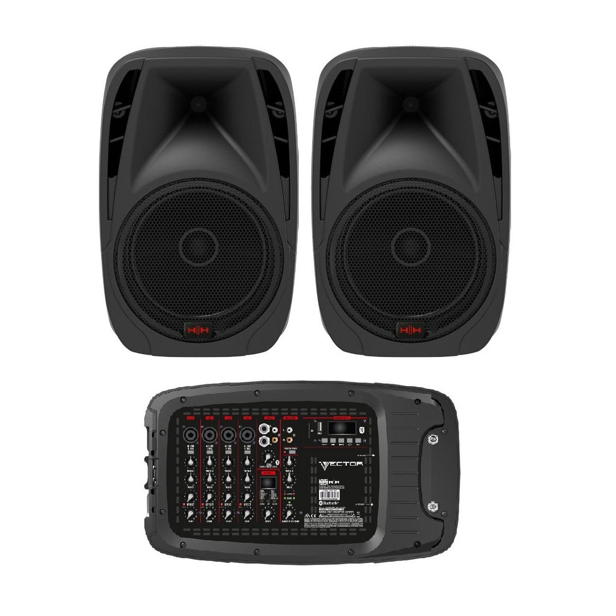 HH Audio Vector VRC-210 Portable PA System – 2 x 500W With 6-Channel Bluetooth Mixer 1