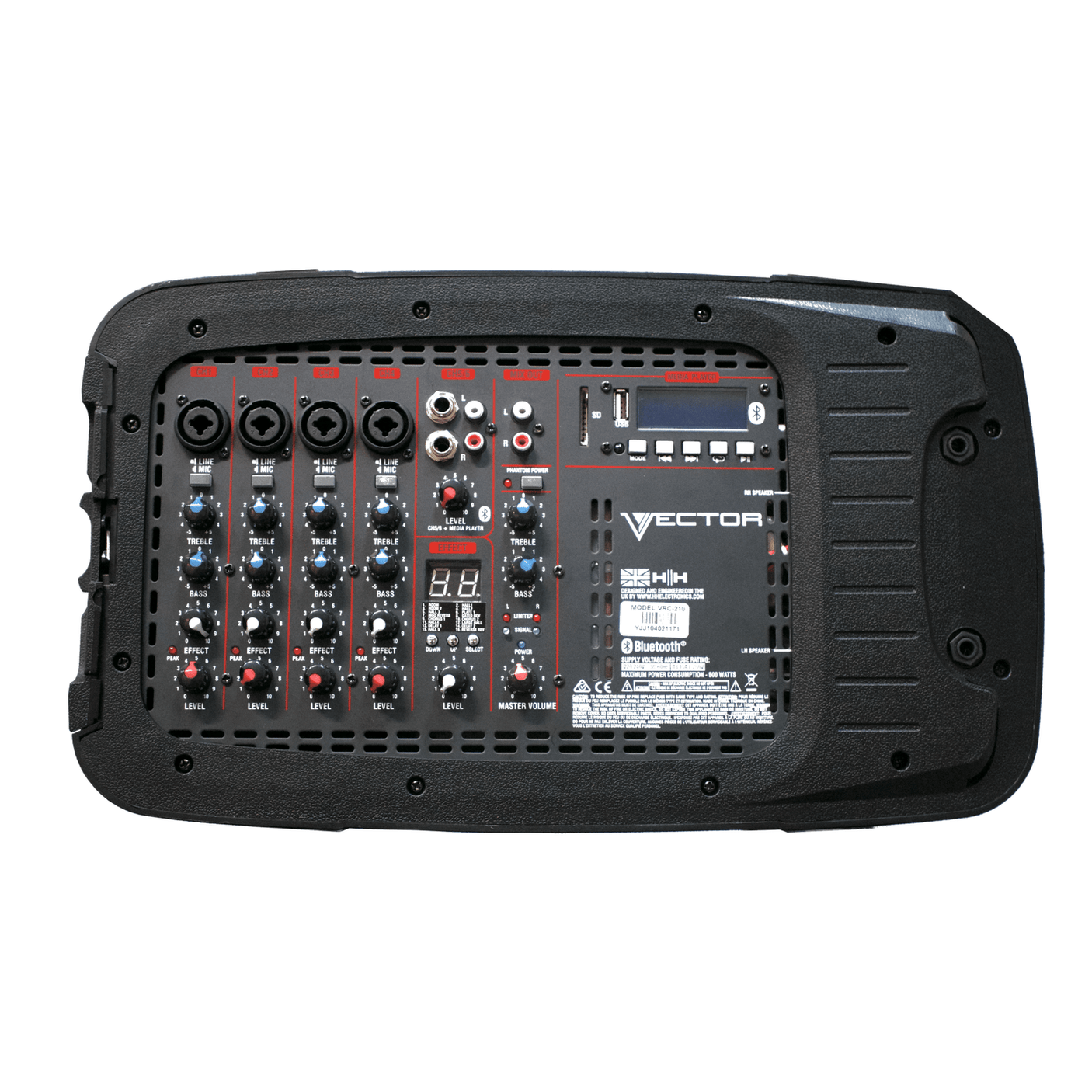 HH Audio Vector VRC-210 Portable PA System – 2 x 500W With 6-Channel Bluetooth Mixer 2