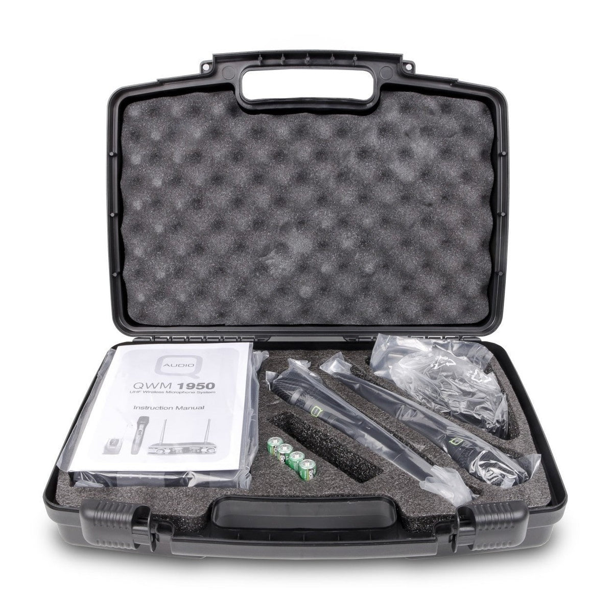 Q-Audio QWM 1950 HH+BP UHF Antenna Diversity Dual Wireless Handheld + Beltpack System 5