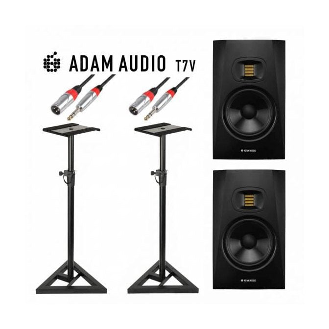 ADAM Audio T7V 7" Active Studio Monitors Pair with Stands & Cables 1