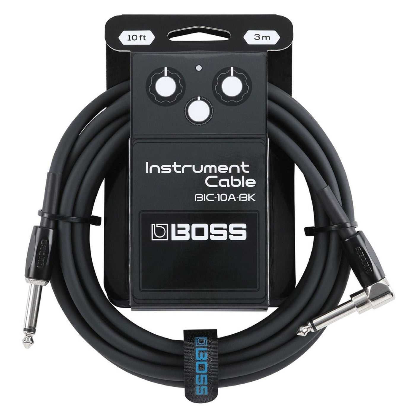 BOSS BIC-10A Angled/Straight Jack Instrument Cable, 3m/10ft - Available in 6 Colours 2