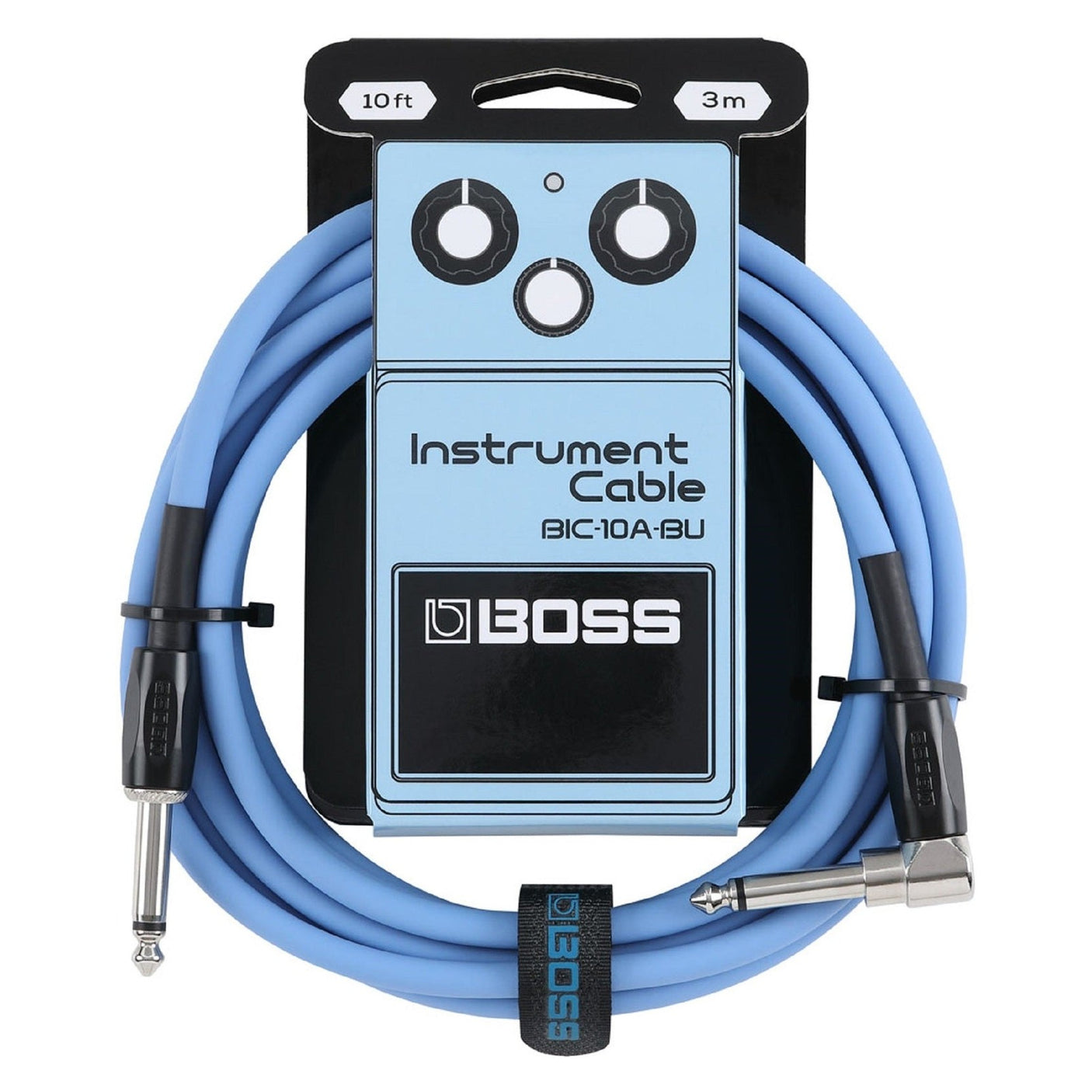BOSS BIC-10A Angled/Straight Jack Instrument Cable, 3m/10ft - Available in 6 Colours 3