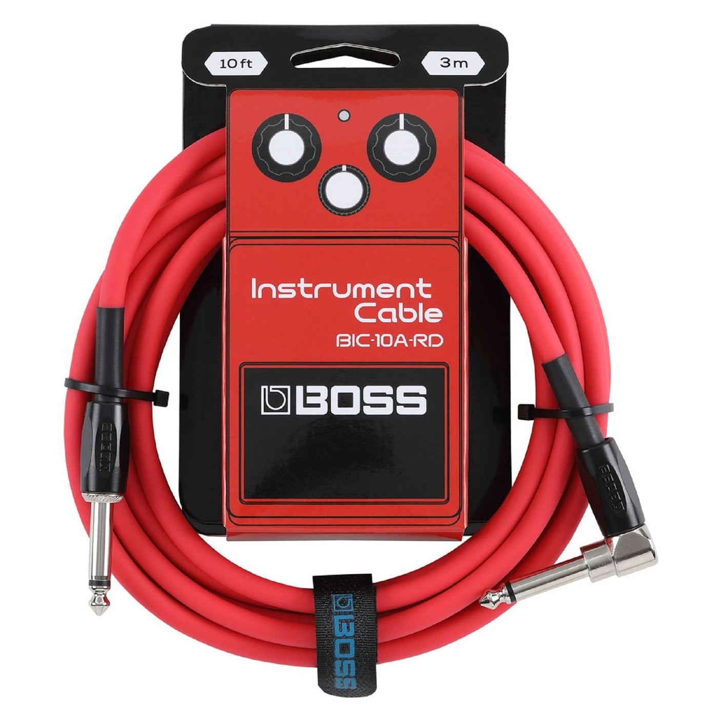 BOSS BIC-10A Angled/Straight Jack Instrument Cable, 3m/10ft - Available in 6 Colours 6