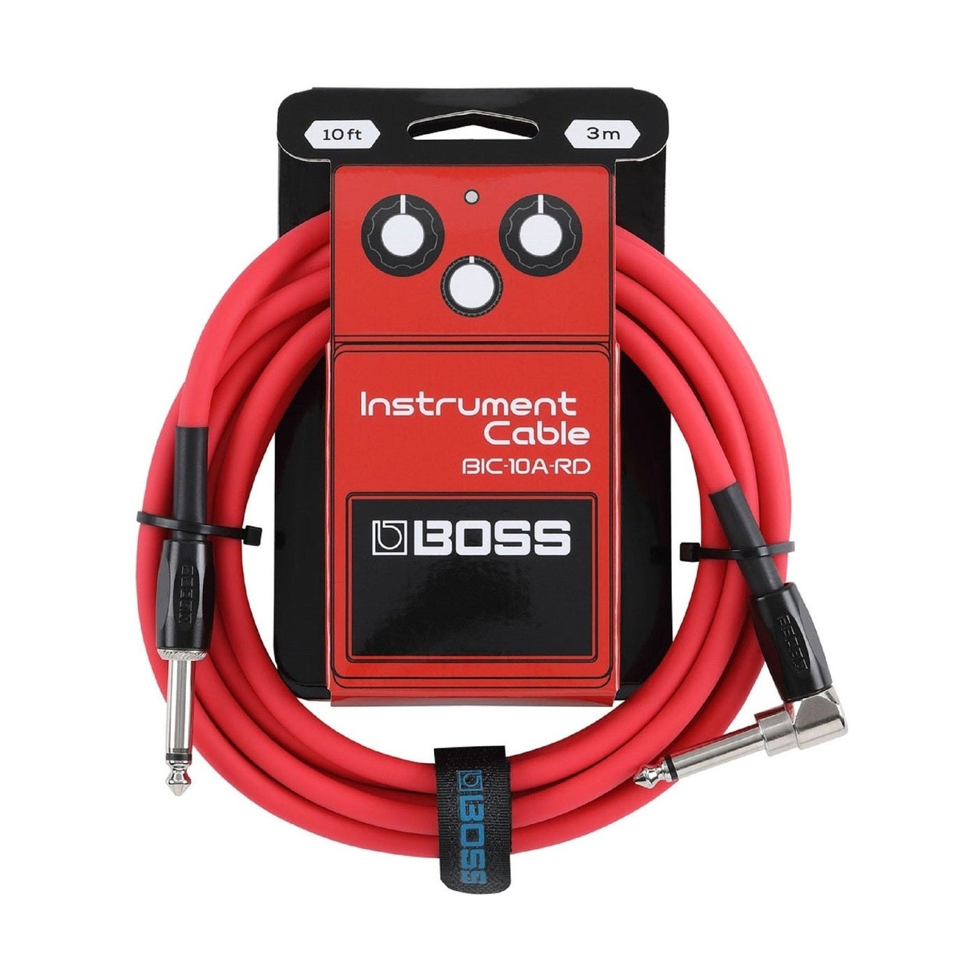 BOSS BIC-10A Angled/Straight Jack Instrument Cable, 3m/10ft - Available in 6 Colours 6