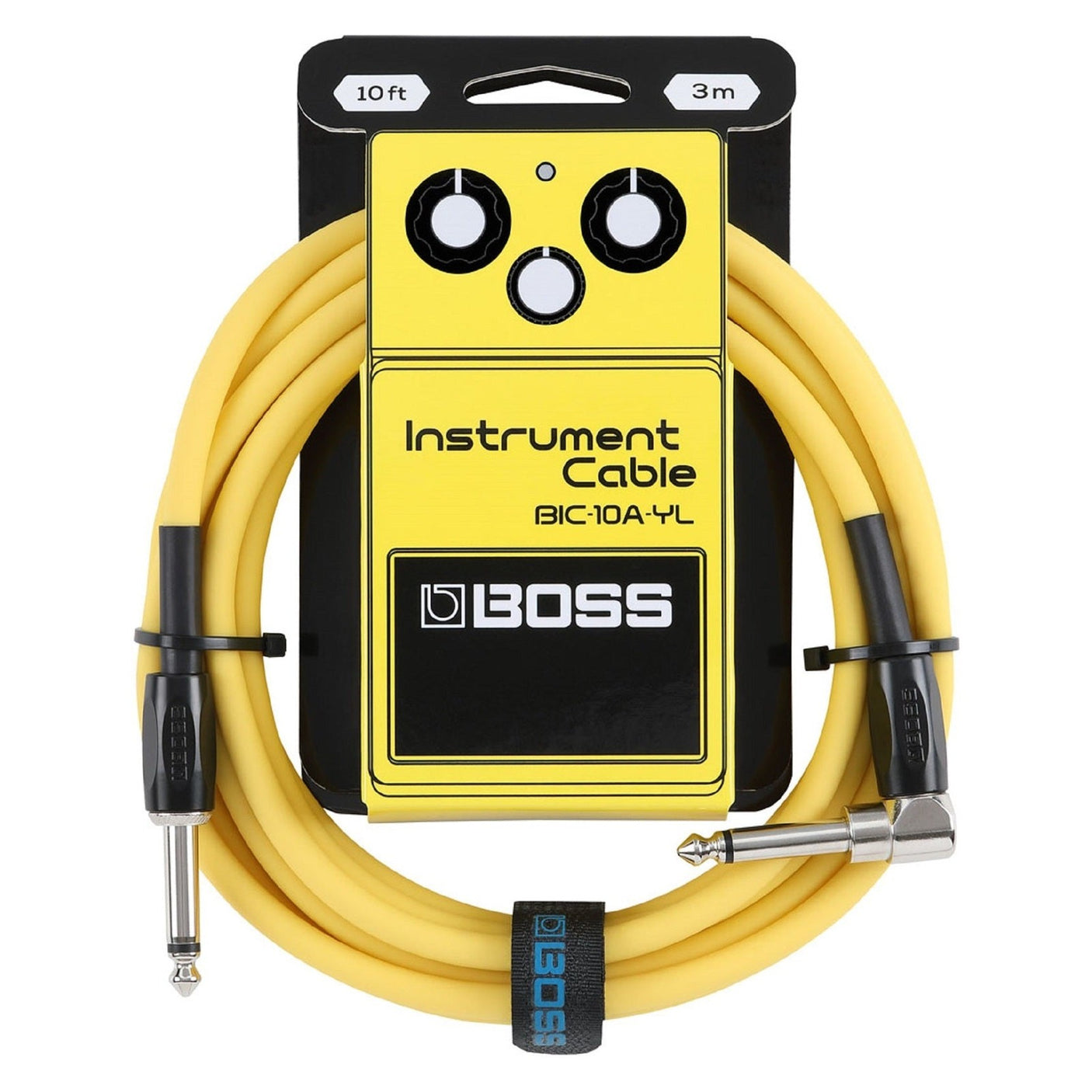 BOSS BIC-10A Angled/Straight Jack Instrument Cable, 3m/10ft - Available in 6 Colours 7