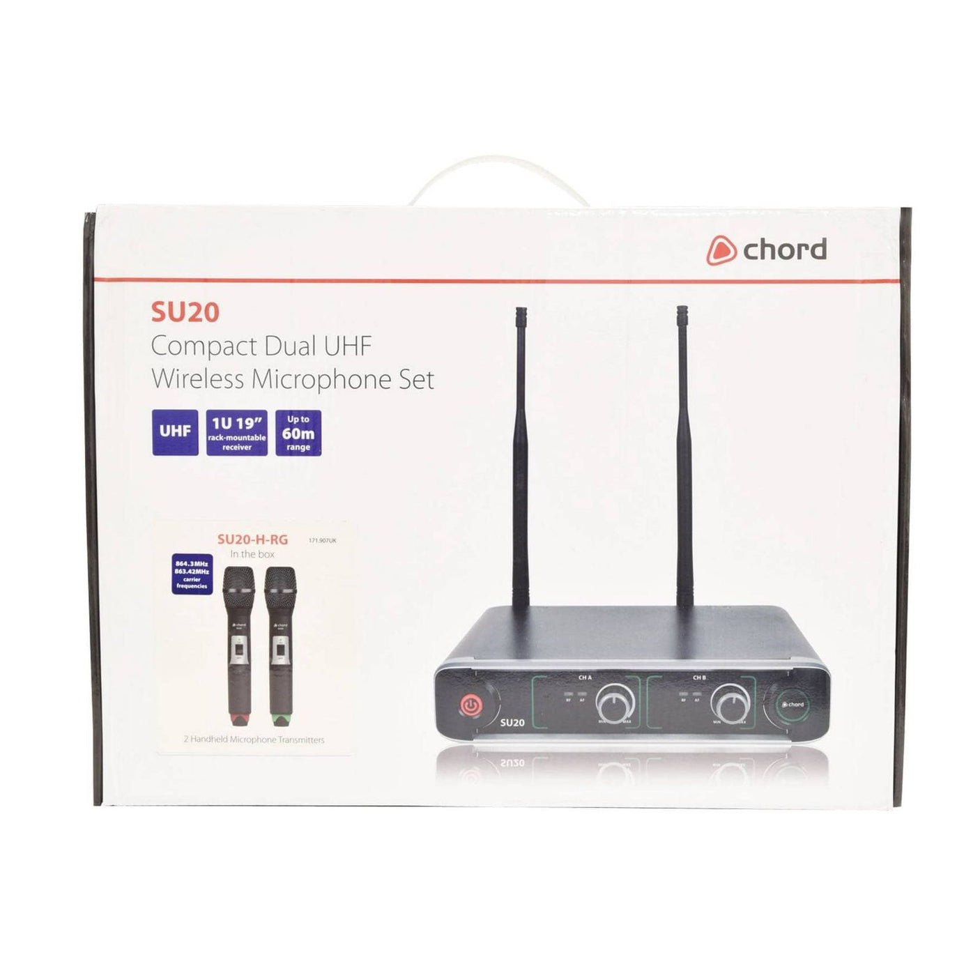Chord SU20-H-RG Dual UHF Handheld Wireless Microphone System 863.42 + 864.3MHz 5