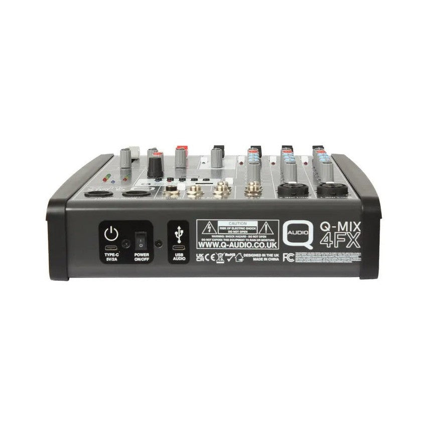 Q-Audio Q-MIX 4FX - 4-Channel Mixer With 24 Digital Effects, USB-C Interface And Bluetooth 3