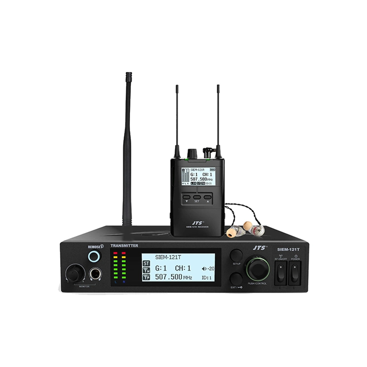 JTS SIEM-121T/SIEM-121R Complete UHF Wireless In-Ear Monitoring System 1