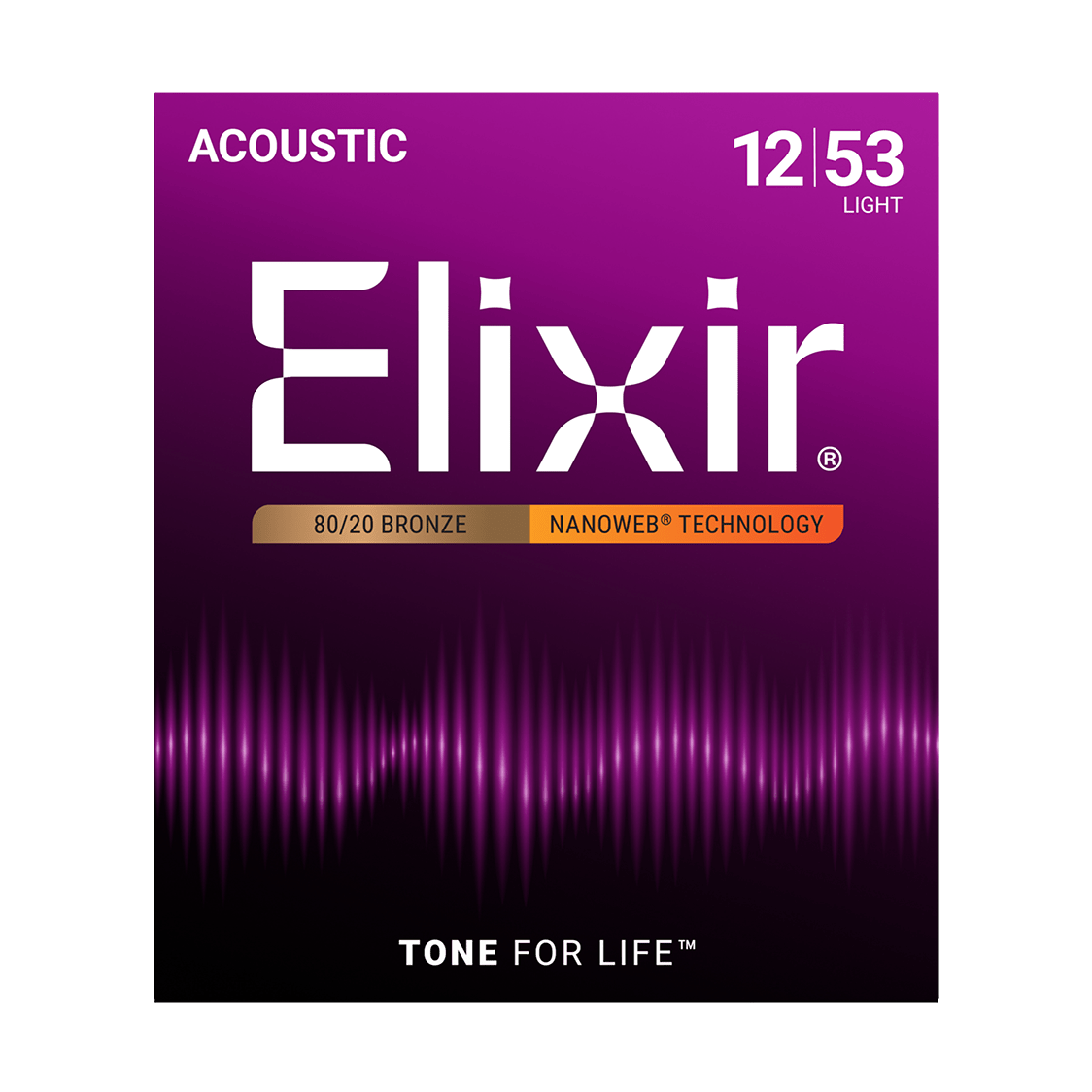 Elixir NANOWEB 80/20 Bronze Acoustic Guitar Strings, Light — 12-53 2