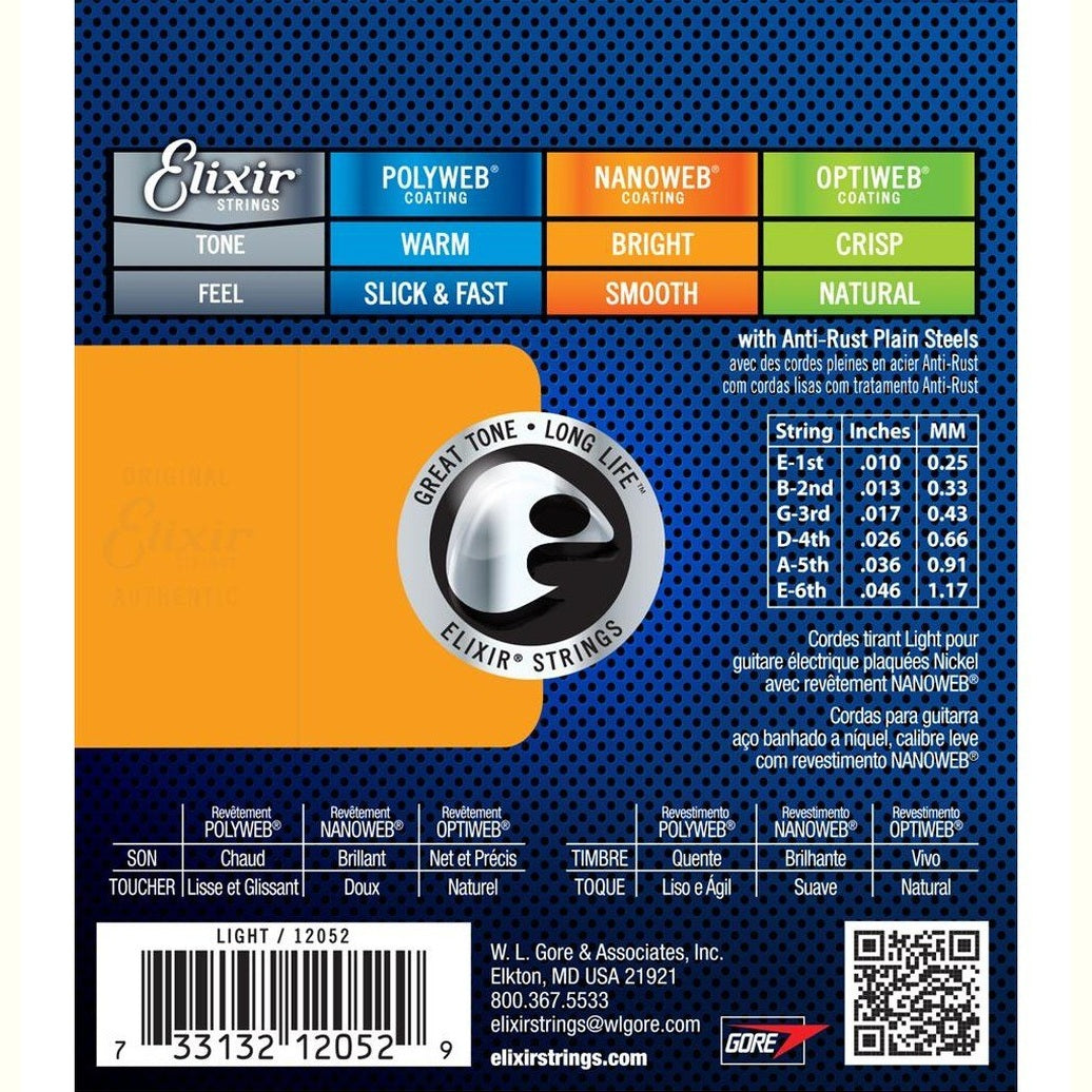 Elixir NANOWEB Nickel Plated Steel Electric Guitar Strings, Light — 10-46 3