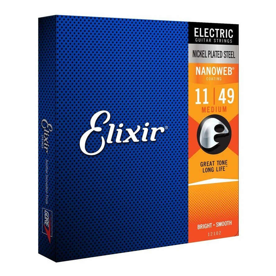 Elixir NANOWEB Nickel Plated Steel Electric Guitar Strings, Medium — 11-49 1