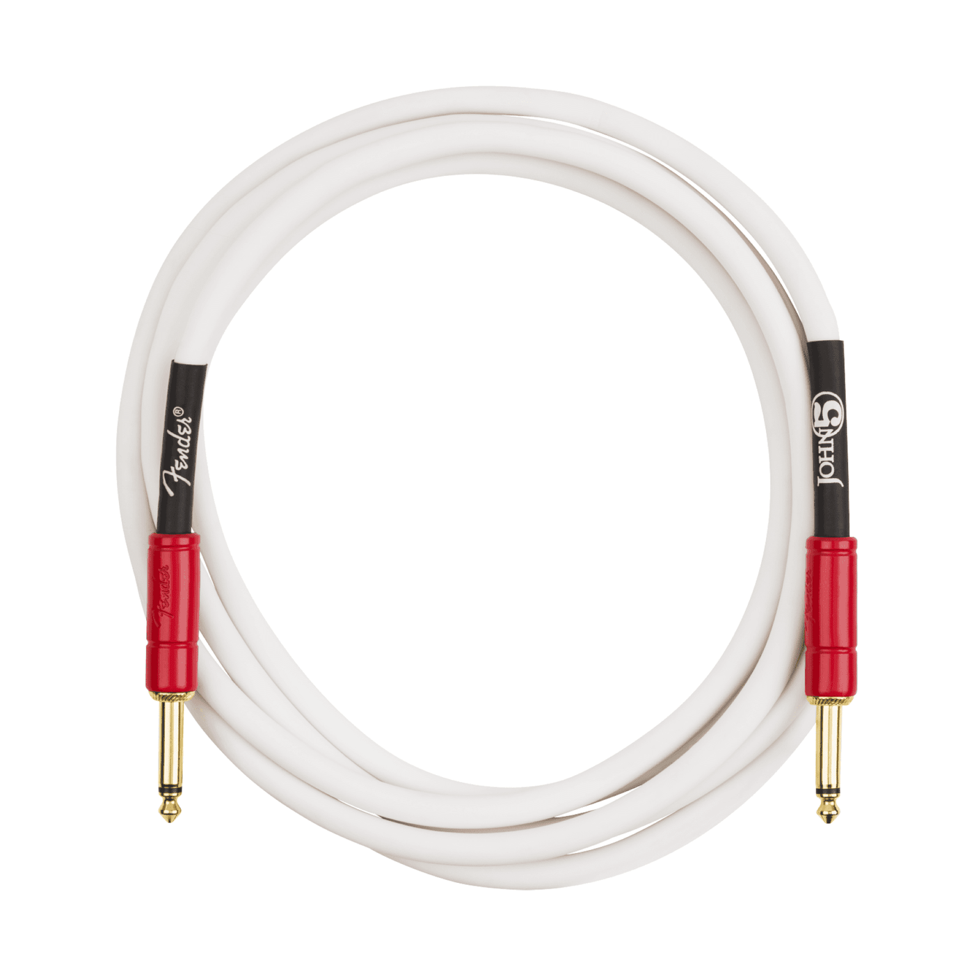 Fender John 5 Coiled Instrument Cable, White and Red, 10' 3m 2