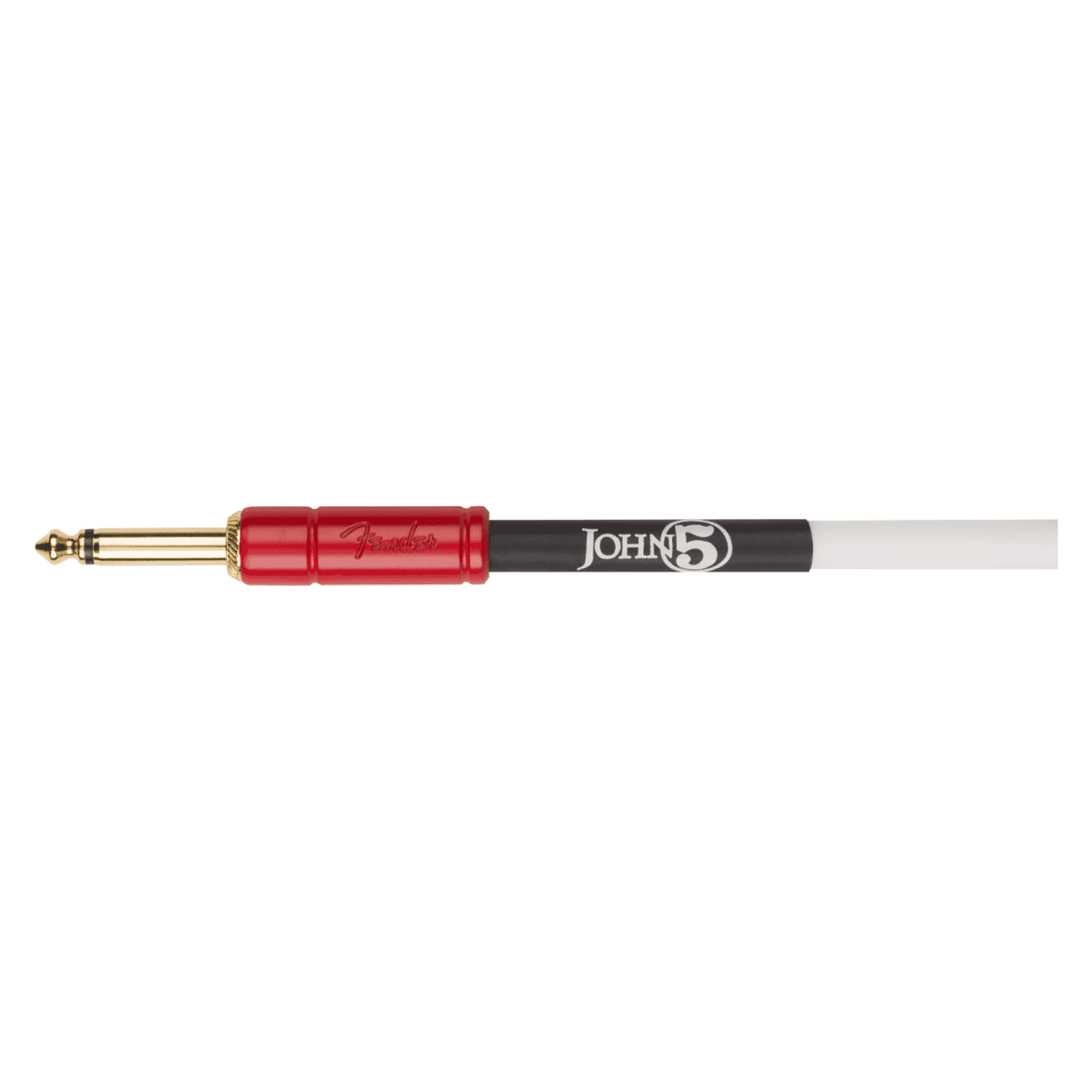 Fender John 5 Coiled Instrument Cable, White and Red, 10' 3m 3