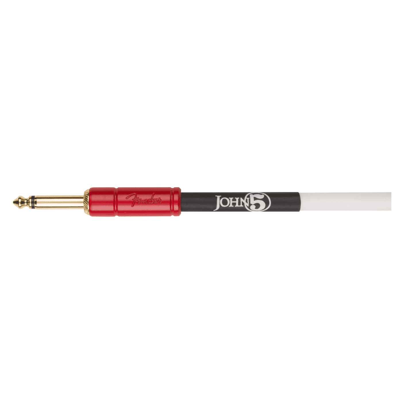 Fender John 5 Coiled Instrument Cable, White and Red, 10' 3m 3