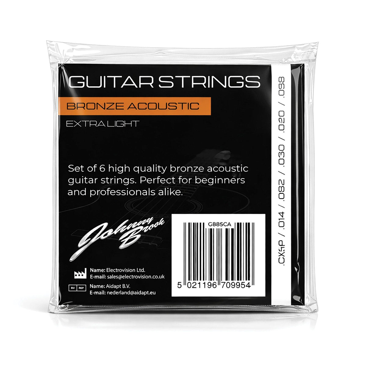 Johnny Brook Bronze Acoustic Guitar Strings, Extra Light Gauge — Set Of 6 2