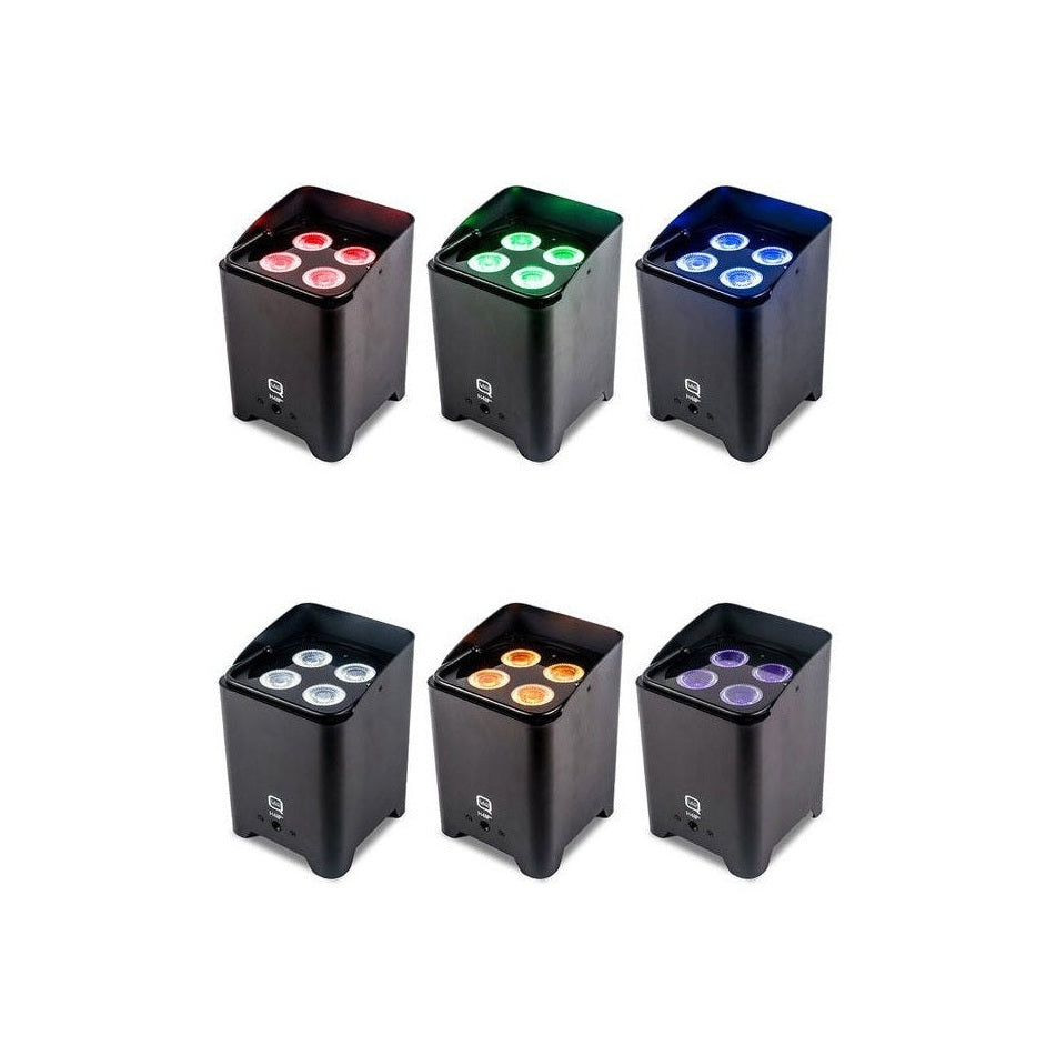 Q-LED Lighting Flux H4IP+ RGBWAUV Uplighter — Pack Of 4 With Ultimax Padded Carry Bag 6