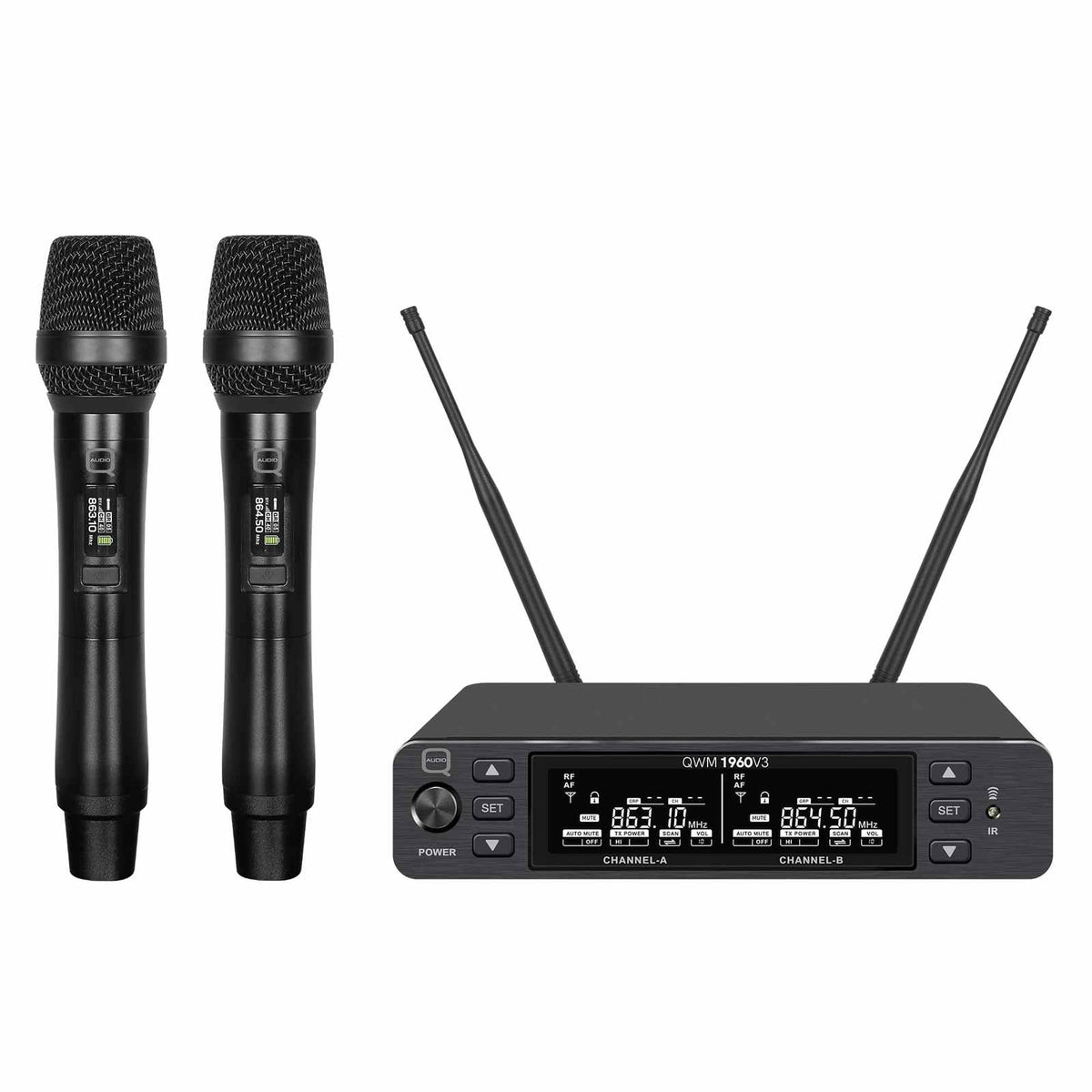 Q-Audio QWM 1960 V3 HH UHF True Diversity Dual Wireless Handheld System