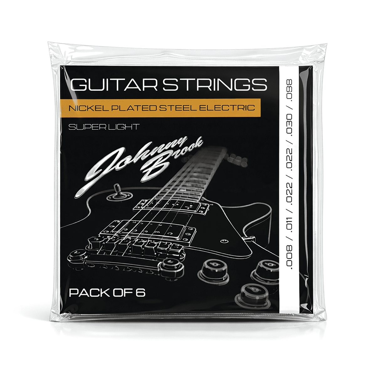 Johnny Brook Nickel Plated Electric Guitar Strings, Super Light Gauge — Set Of 6 1
