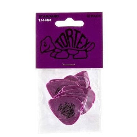 Jim Dunlop Tortex Standard Guitar Picks - 12 Pack Purple - 1.14mm 1