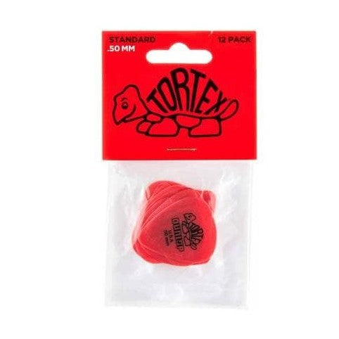 Jim Dunlop Tortex Standard Guitar Picks - 12 Pack Red - .50mm 1