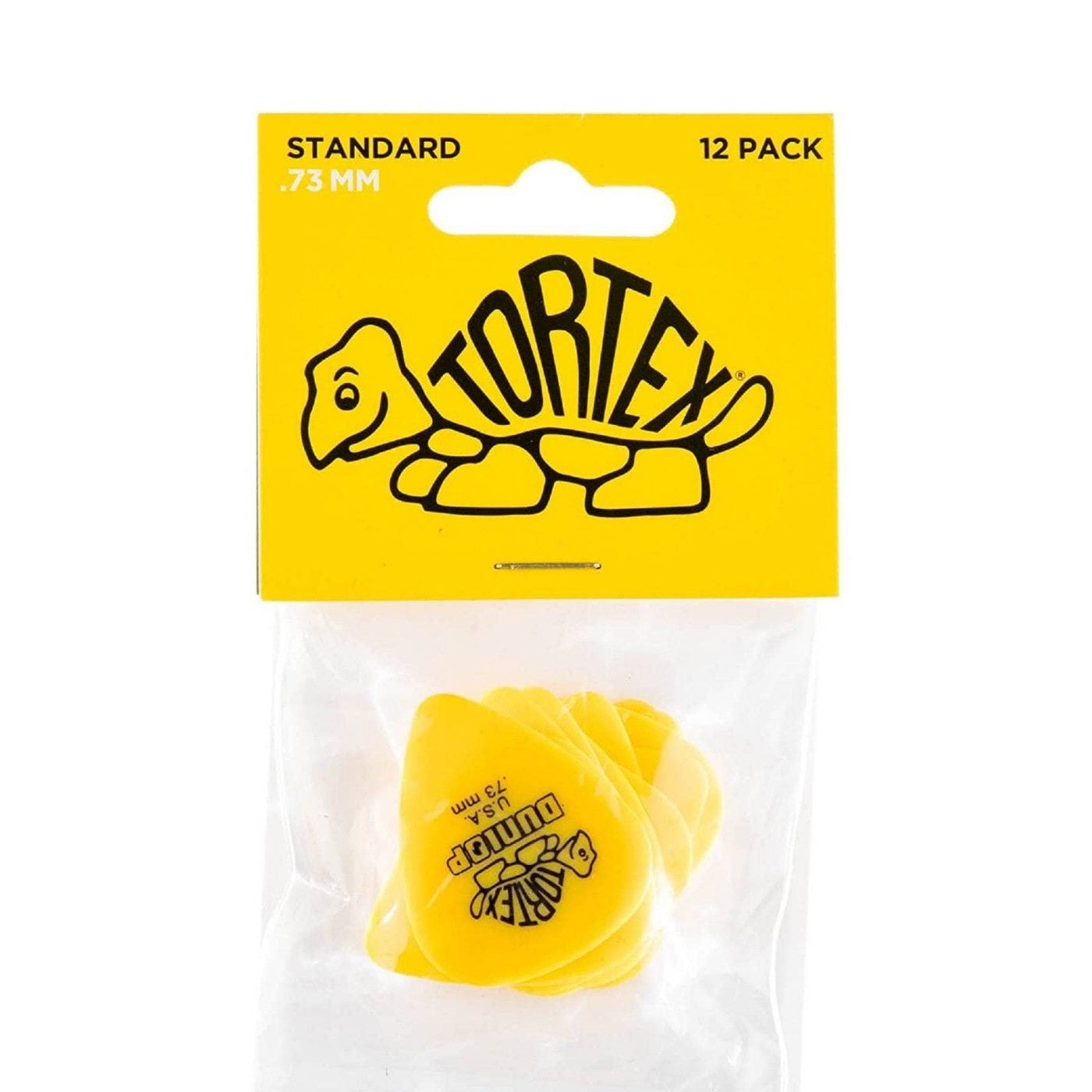 Jim Dunlop Tortex Standard Guitar Picks - 12 Pack Yellow - .73mm 1