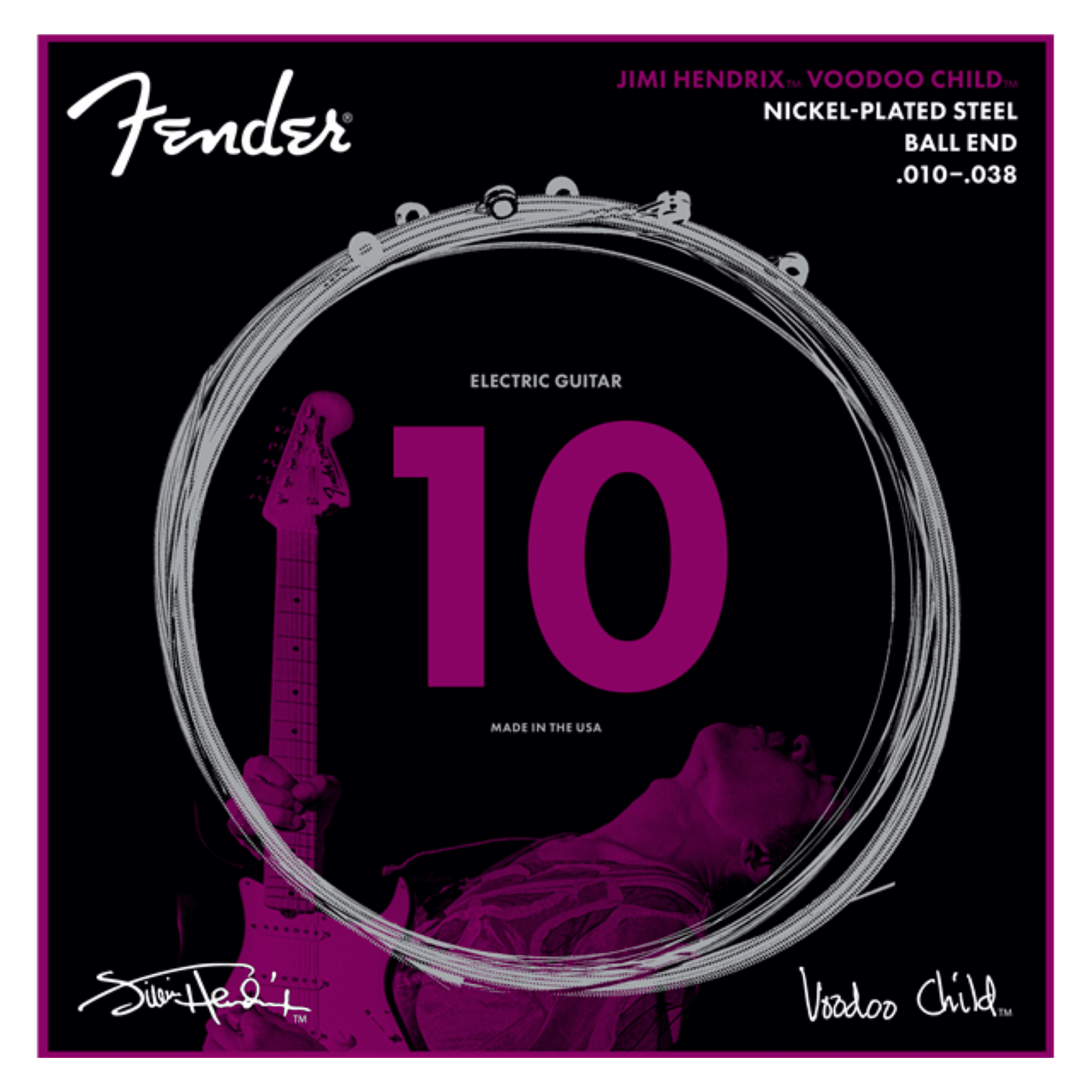 Fender Jimi Hendrix Voodoo Child Electric Guitar Strings - Ball End .010 - .038 1