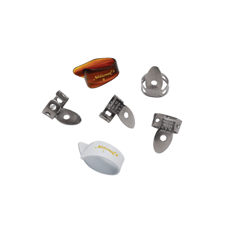 D'Addario National Finger and Thumb Pick Assortment, Stainless Steel And Celluloid — Pack Of 6 1