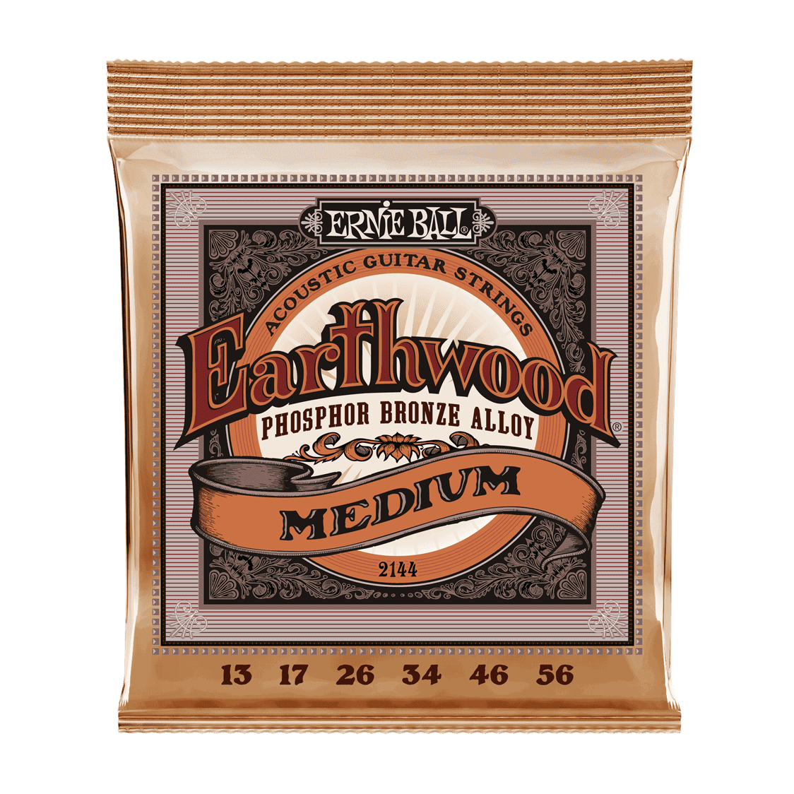 Ernie Ball Medium Earthwood Phosphor Bronze Acoustic Guitar Strings .013 - .056 1