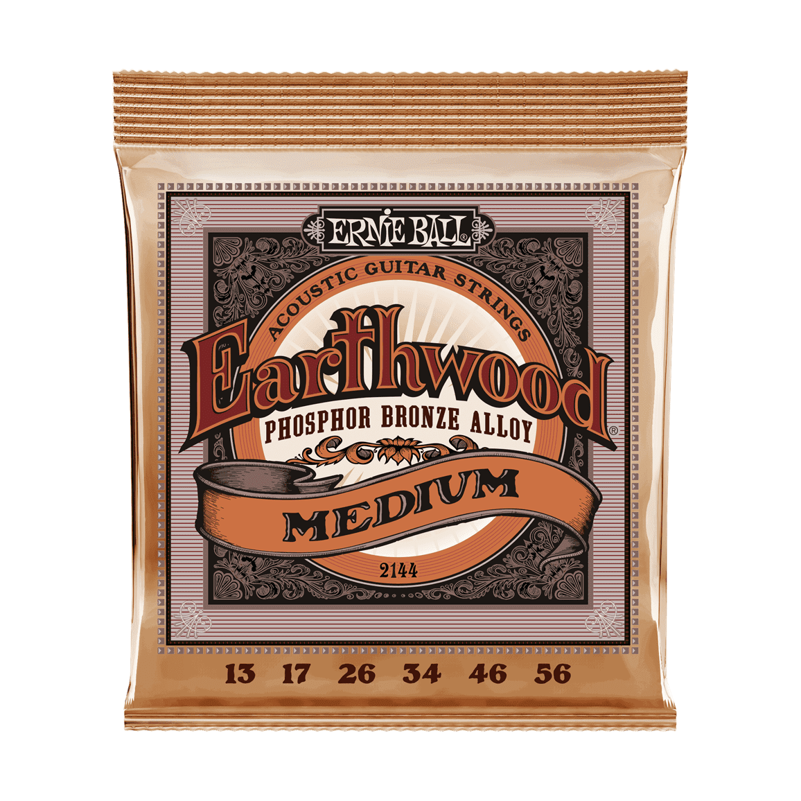 Ernie Ball Medium Earthwood Phosphor Bronze Acoustic Guitar Strings .013 - .056 1